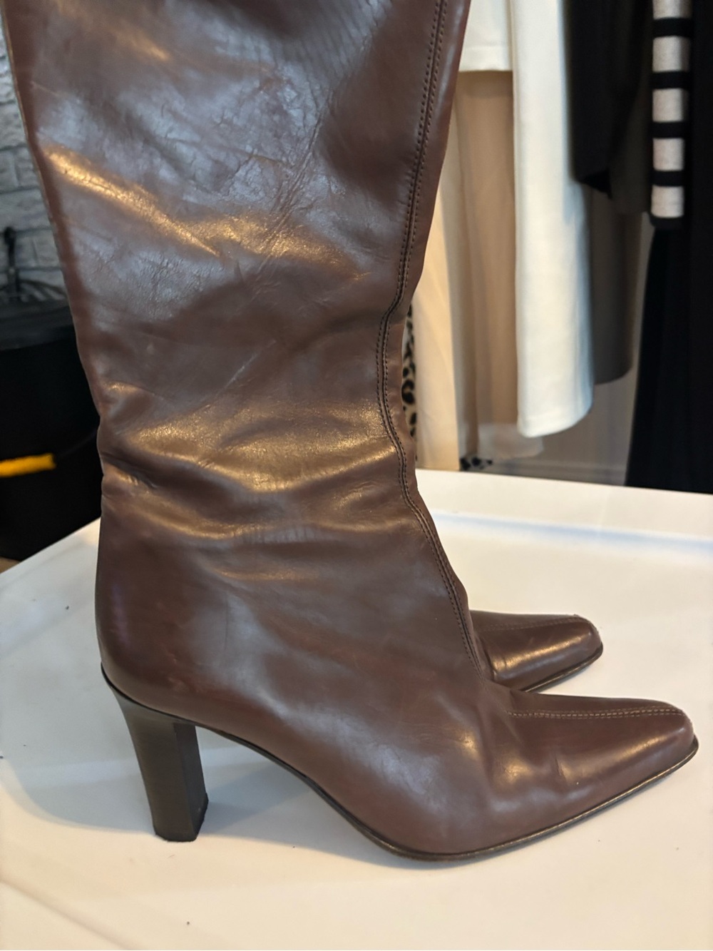 J. Crew Brown Leather Knee-High Heeled Boots